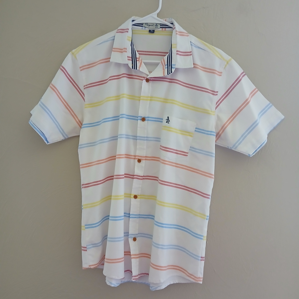 Original Penguin Red and White Casual Button Down Shirt